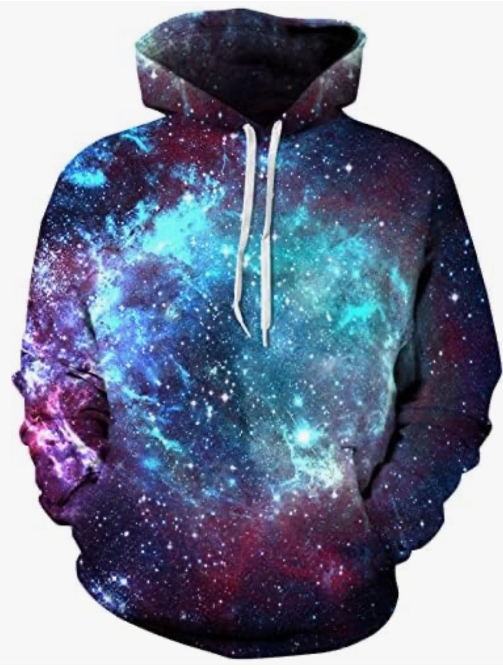 Sanatty Unisex Size L/XL Hoodie Pullover Realistic Sweatshirt Blue Galaxy